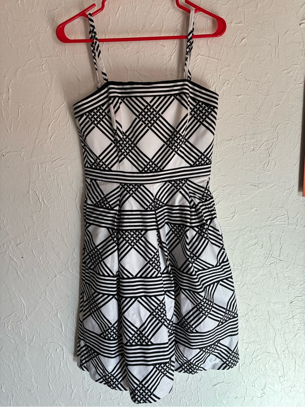 White House Black Market Black & White Geometric Midi Dress 4 - Picture 7 of 8